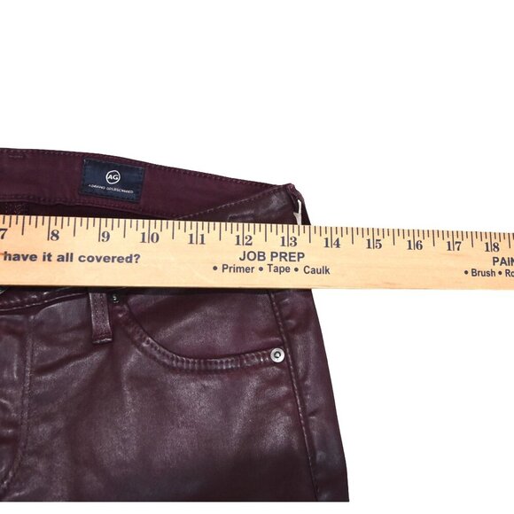 AG Legging Ankle Pants 25R Coated Waxed Jeans Ox Blood Red Skinny Super Sleek - Picture 9 of 10
